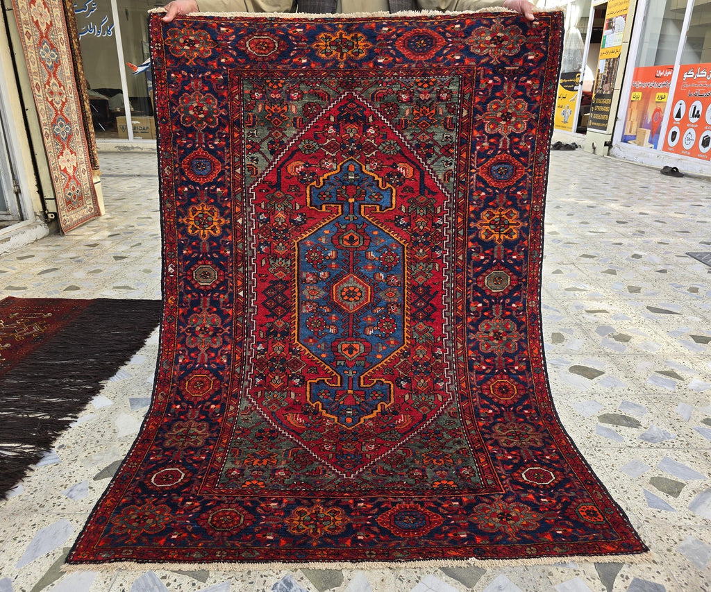 Handmade Afghan Wool Rug 6.10x4.2 ft: Vintage Tribal Oriental Carpet