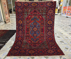 Handmade Afghan Wool Rug 6.10x4.2 ft: Vintage Tribal Oriental Carpet