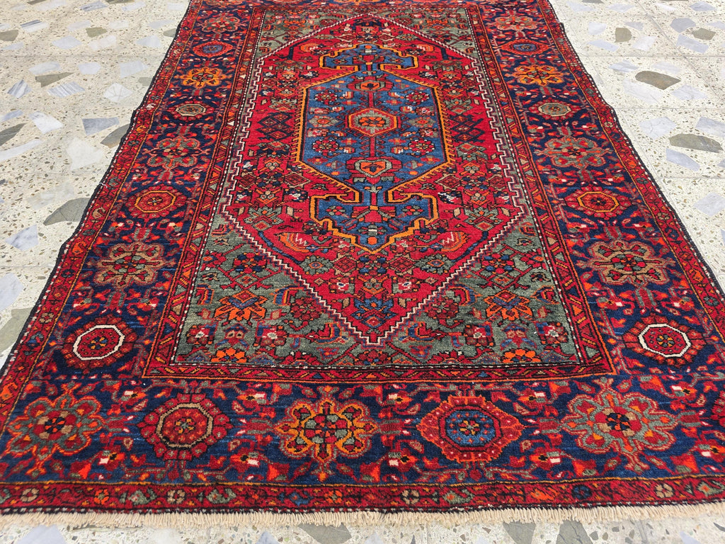 Handmade Afghan Wool Rug 6.10x4.2 ft: Vintage Tribal Oriental Carpet