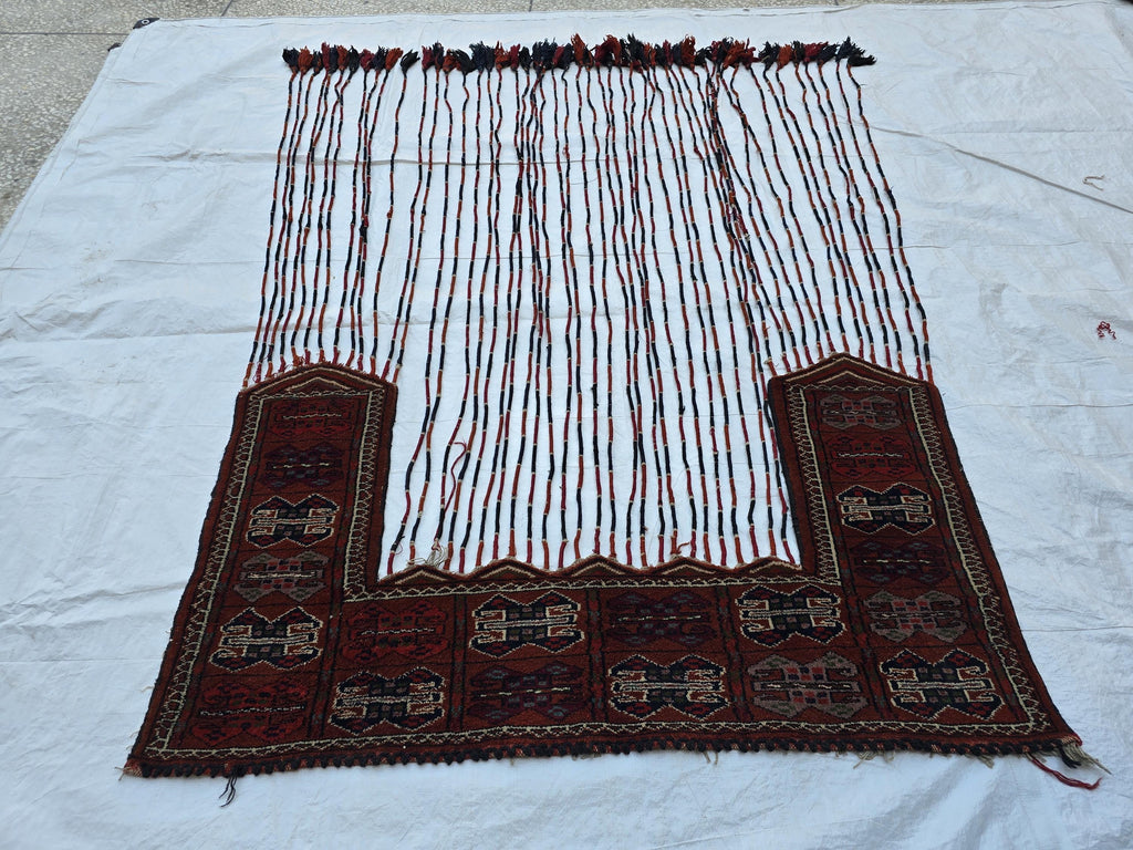 Wall Decor 4x7 Handwoven Afghan Tapestry Wool Turkmen Traditional Jalar, Tribal Bohemian Wall Hanging