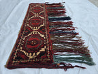 Vintage Afghan Wool Tapestry: Handmade Tribal Wall Hanging with Tassels