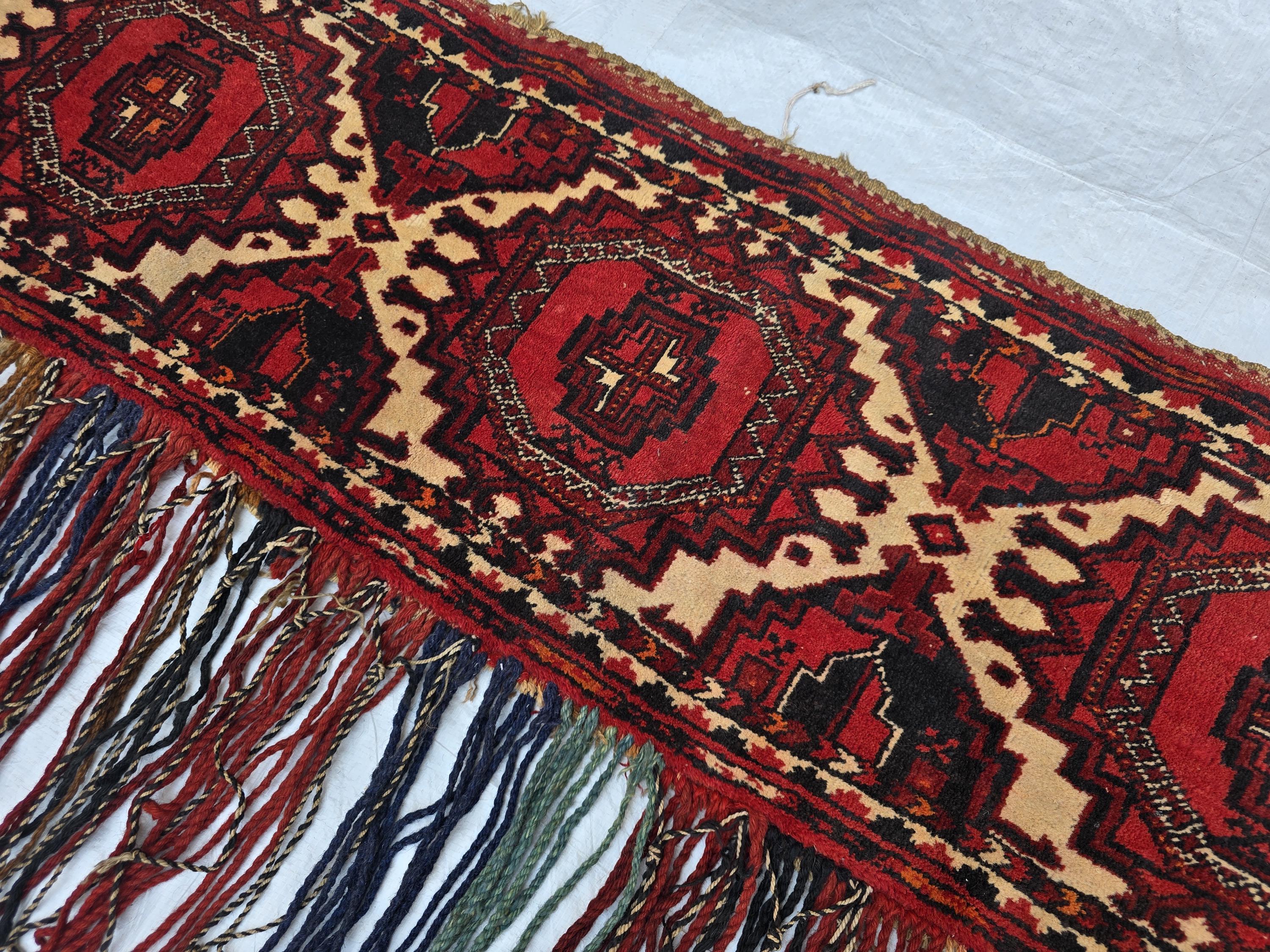 5x3 Vintage Afghan Handmade Tapestry – Tribal Wall Hanging with Tassels, Bohemian Oriental Textile, Nomadic Decor, Collectible Rug Art