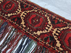 Vintage Afghan Wool Tapestry: Handmade Tribal Wall Hanging with Tassels