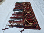 Vintage Afghan Wool Tapestry: Handmade Tribal Wall Hanging with Tassels