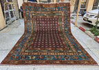 Handmade Afghan Wool Rug 7x10 ft: Tribal Geometric Design, Living Room Carpet