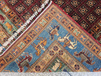 Handmade Afghan Wool Rug 7x10 ft: Tribal Geometric Design, Living Room Carpet