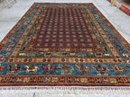 Handmade Afghan Wool Rug 7x10 ft: Tribal Geometric Design, Living Room Carpet