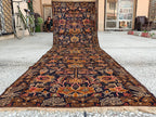 3x9 Ft Antique Baluchi Handmade Hallway Runner Rug | Turkmen Oriental Wool Carpet