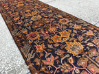 3x9 Ft Antique Baluchi Handmade Hallway Runner Rug | Turkmen Oriental Wool Carpet