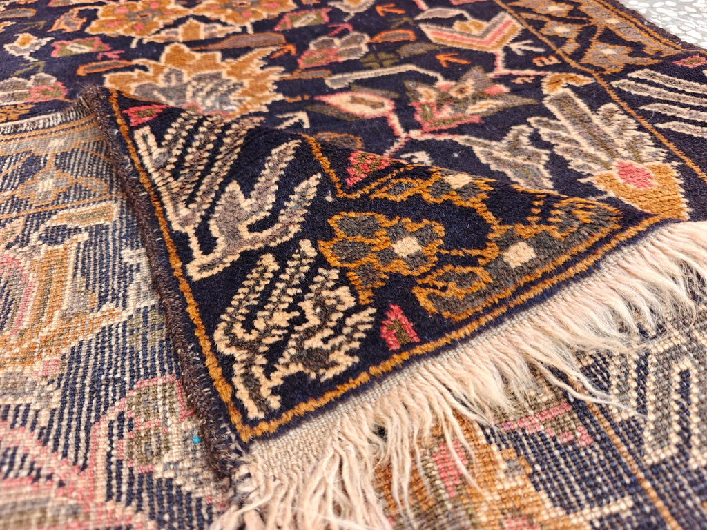 3x9 Ft Antique Baluchi Handmade Hallway Runner Rug | Turkmen Oriental Wool Carpet
