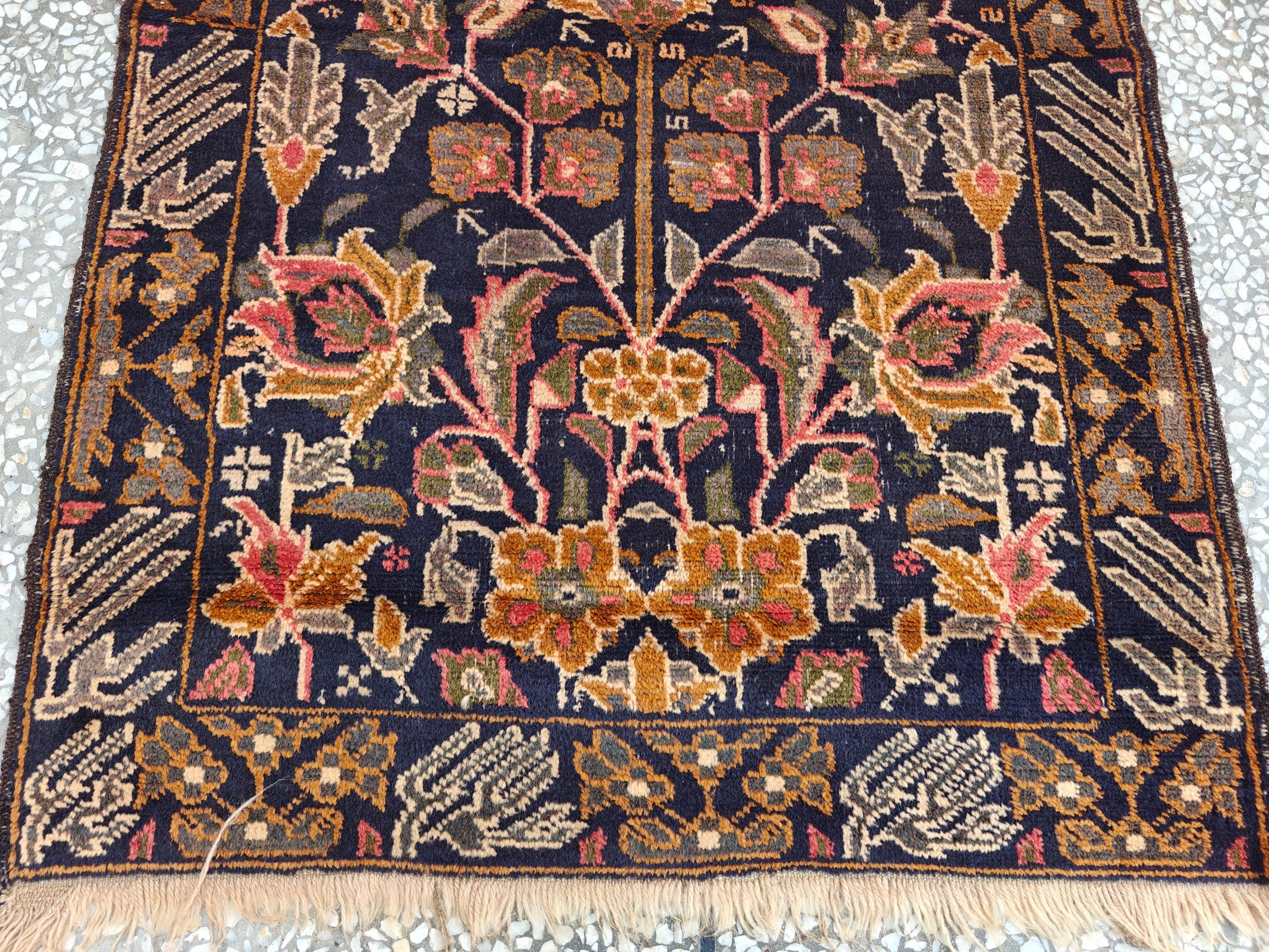 3x9 Ft Antique Baluchi Handmade Hallway Runner Rug | Turkmen Oriental Wool Carpet