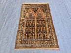 Silk Antique Prayer Rug 4×5 ft – Rare Vintage Handwoven Carpet