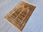 Silk Antique Prayer Rug 4×5 ft – Rare Vintage Handwoven Carpet