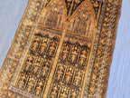 Silk Antique Prayer Rug 4×5 ft – Rare Vintage Handwoven Carpet