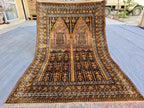 Silk Antique Prayer Rug 4×5 ft – Rare Vintage Handwoven Carpet