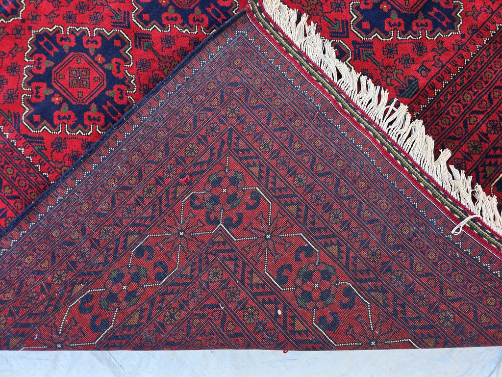 10×20 ft Oversize Red Navy Handmade Afghan Large Wool Rug, Conference Hall Carpet