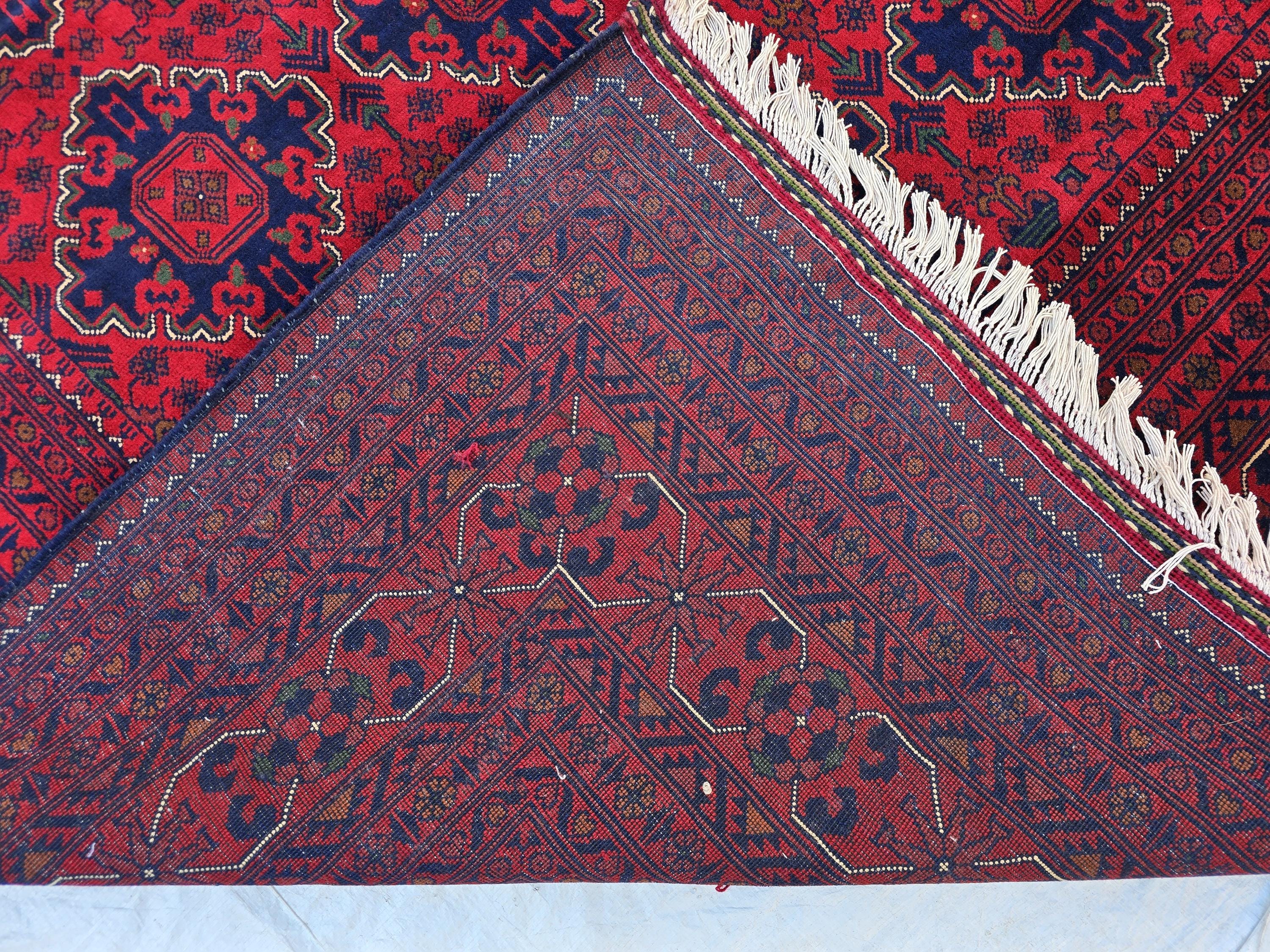 10×20 ft Oversize Red Navy Handmade Afghan Large Wool Rug, Conference Hall Carpet