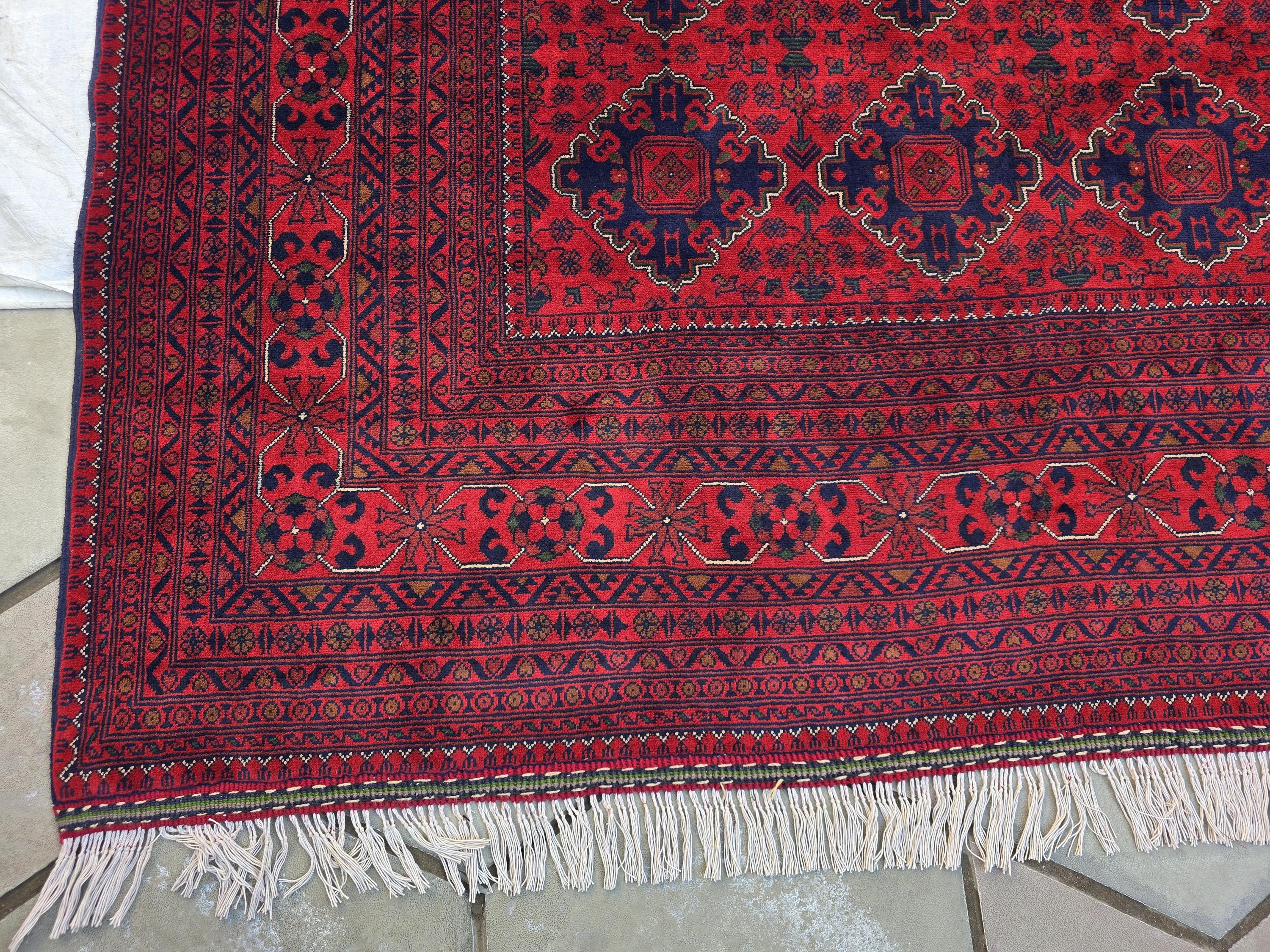 10×20 ft Oversize Red Navy Handmade Afghan Large Wool Rug, Conference Hall Carpet