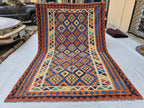 6x9 Ft Living Room Kilim Rug - Afghan Handmade Vibrant Rug, Antique Style Decor