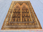 Silk Antique Prayer Rug 4×5 ft – Rare Vintage Handwoven Carpet