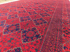 10×20 ft Oversize Red Navy Handmade Afghan Large Wool Rug, Conference Hall Carpet