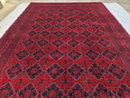 10×20 ft Oversize Red Navy Handmade Afghan Large Wool Rug, Conference Hall Carpet