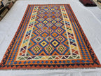 6x9 Ft Living Room Kilim Rug - Afghan Handmade Vibrant Rug, Antique Style Decor