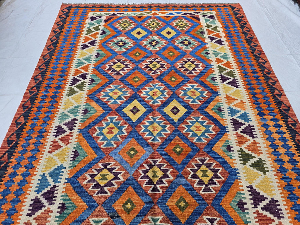 6x9 Ft Living Room Kilim Rug - Afghan Handmade Vibrant Rug, Antique Style Decor