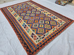 6x9 Ft Living Room Kilim Rug - Afghan Handmade Vibrant Rug, Antique Style Decor