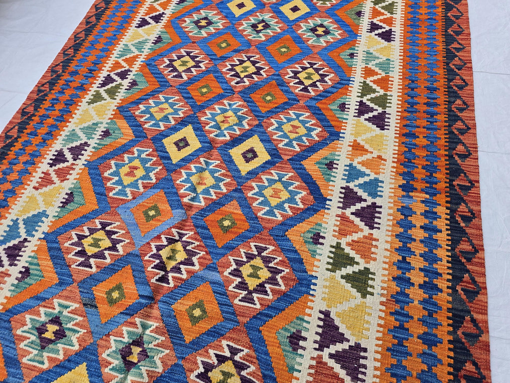 6x9 Ft Living Room Kilim Rug - Afghan Handmade Vibrant Rug, Antique Style Decor
