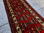 3×9 ft Antique Afghan Wool Runner Rug – Handmade Tribal Geometric Hallway Carpet