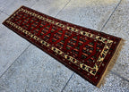3×9 ft Antique Afghan Wool Runner Rug – Handmade Tribal Geometric Hallway Carpet