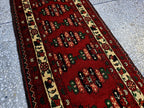 3×9 ft Antique Afghan Wool Runner Rug – Handmade Tribal Geometric Hallway Carpet
