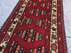 3×9 ft Antique Afghan Wool Runner Rug – Handmade Tribal Geometric Hallway Carpet