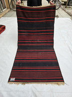 Antique Black Red Striped Kilim 3×6 ft – Handwoven Tribal Wool Runner, Vintage Flatweave Rug