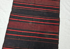 Antique Black Red Striped Kilim 3×6 ft – Handwoven Tribal Wool Runner, Vintage Flatweave Rug