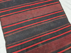 Antique Black Red Striped Kilim 3×6 ft – Handwoven Tribal Wool Runner, Vintage Flatweave Rug