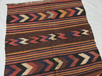 Antique Kilim Rug 5x6 Ft, Handwoven Wool Flatweave, Geometric Tribal Area Rug