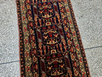 3x9 ft Antique Ali Hoja Runner Rug – Dark Tribal Geometric Vintage Style