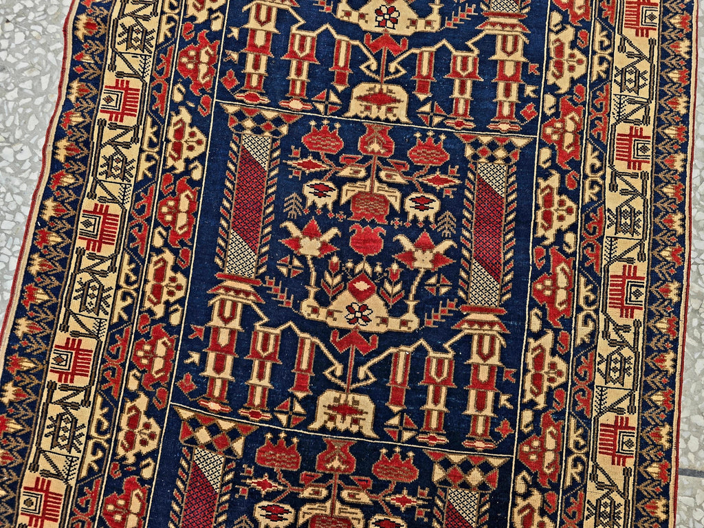 3x9 ft Antique Ali Hoja Runner Rug – Dark Tribal Geometric Vintage Style