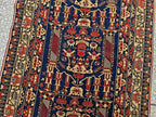 3x9 ft Antique Ali Hoja Runner Rug – Dark Tribal Geometric Vintage Style