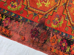 Antique 1940s Burn Orange 5×10 Ft Handwoven Afghan Rug, Collectors Piece