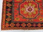 Antique 1940s Burn Orange 5×10 Ft Handwoven Afghan Rug, Collectors Piece
