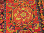 Antique 1940s Burn Orange 5×10 Ft Handwoven Afghan Rug, Collectors Piece