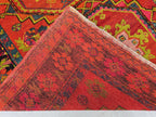 Antique 1940s Burn Orange 5×10 Ft Handwoven Afghan Rug, Collectors Piece