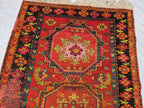 Antique 1940s Burn Orange 5×10 Ft Handwoven Afghan Rug, Collectors Piece