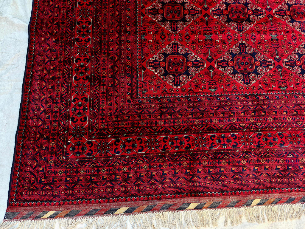 Extra Large Red Bokhara Style Rug 13x18 Ft, Traditional Geometric Oriental Carpet