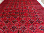 Extra Large Red Bokhara Style Rug 13x18 Ft, Traditional Geometric Oriental Carpet