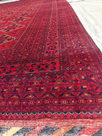 Extra Large Red Bokhara Style Rug 13x18 Ft, Traditional Geometric Oriental Carpet