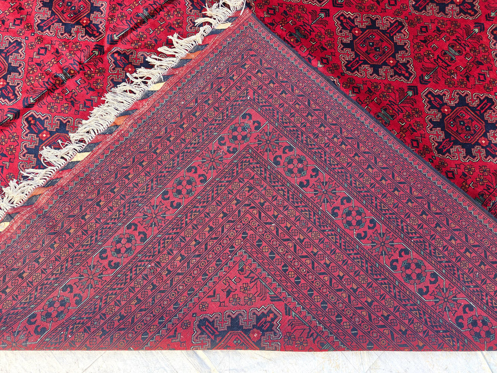 Extra Large Red Bokhara Style Rug 13x18 Ft, Traditional Geometric Oriental Carpet